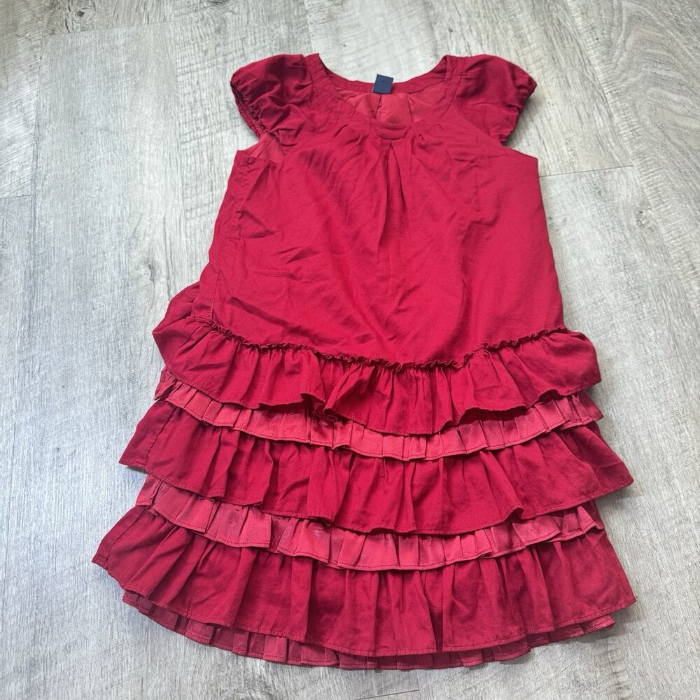 GAP Girls XXL 14 16 Red Holiday Dress Cap Sleeve Satin Ruffle Lined Party